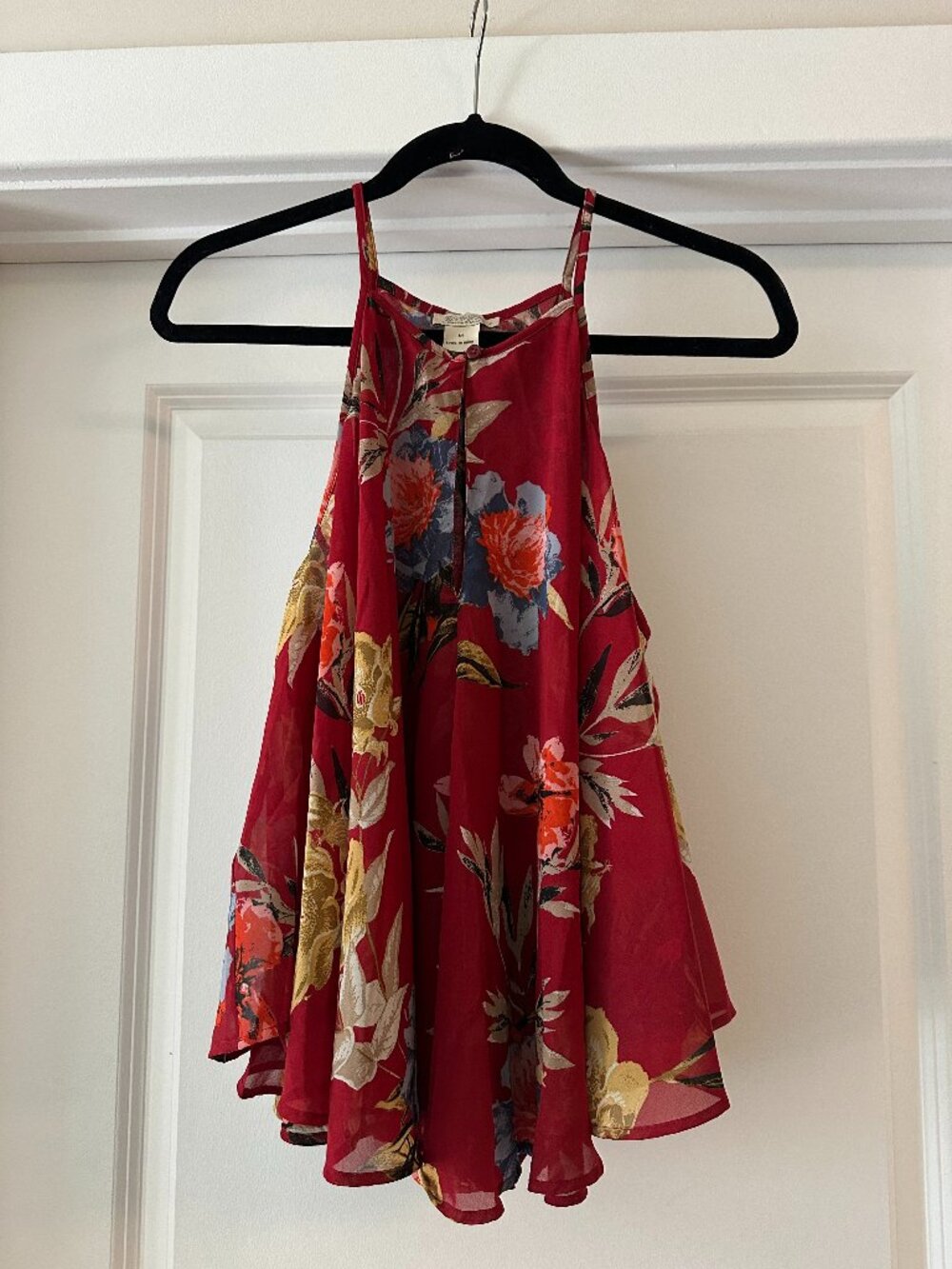 Lucky Brand Red Floral Flowing Tank Top Size Medium